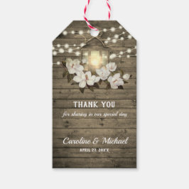 Etiqueta Para Presente Rústica Madeira Magnolia Lanterna Cordas Luzes Cas