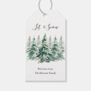 Etiqueta Para Presente Rústica Snowy Winter Woodland Pine Trees Gift Tag