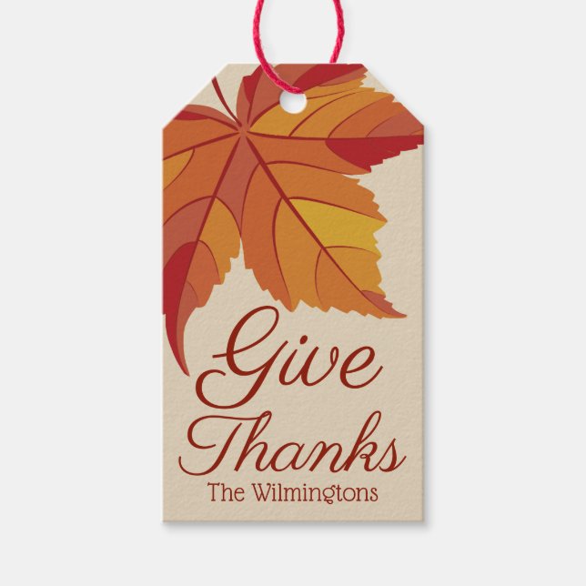 Etiqueta Para Presente Rústico Dar Obrigados Cair Folha | Personalizado (Frente)