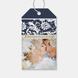 Etiqueta Para Presente Rústico Padrão de Damasco Vintage para sua Foto