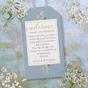 Etiqueta Para Presente Saco de Boas-Vindas de Casamento em Azul Empoeirad