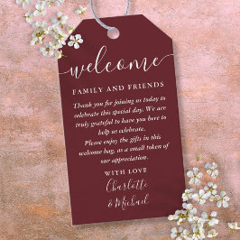 Etiqueta Para Presente Saco de cesta de boas-vindas de casamento rosa len