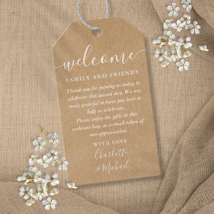 Etiqueta Para Presente Saco de Cesta de Boas-Vindas de Casamento Rustic K