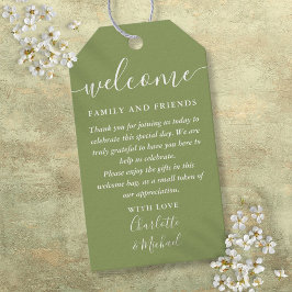 Etiqueta Para Presente Saco de cesta de boas-vindas de casamento verde mu
