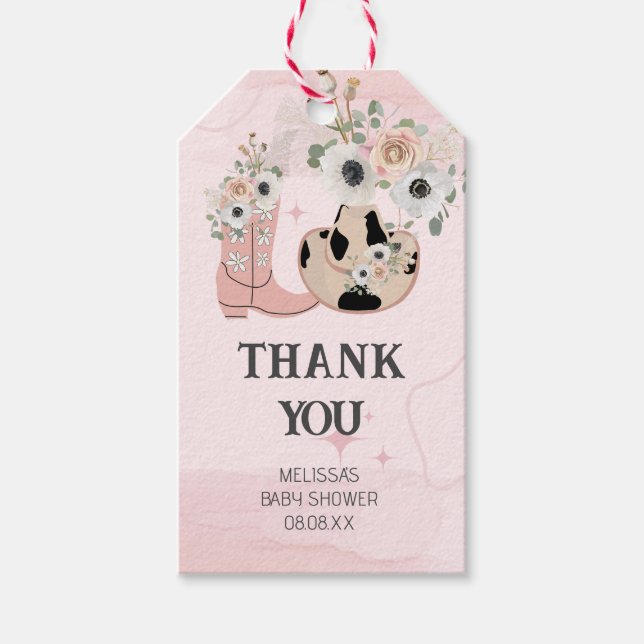 Etiqueta Para Presente Saddle Western Cowgirl Theme Obrigado (Frente)