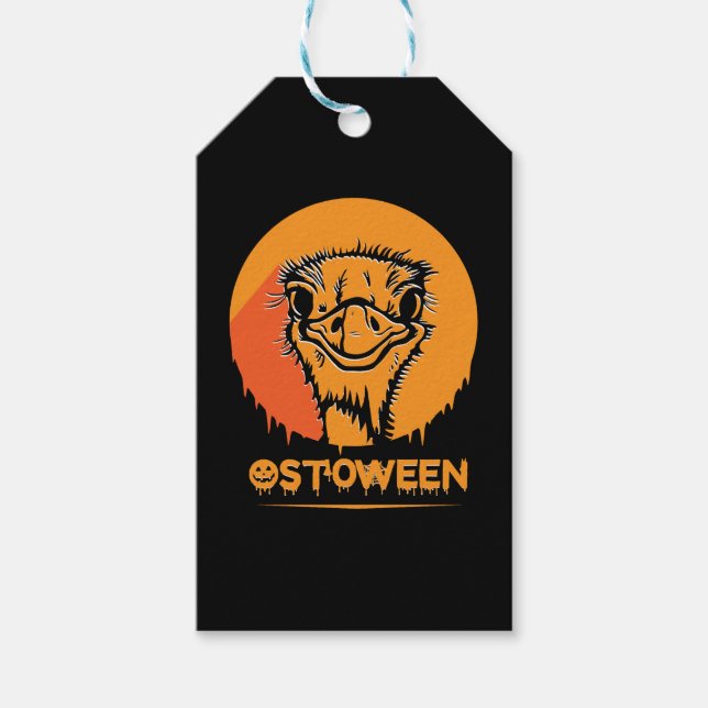 Etiqueta Para Presente Safari Africa serengeti willife halloween Ostrich (Frente)
