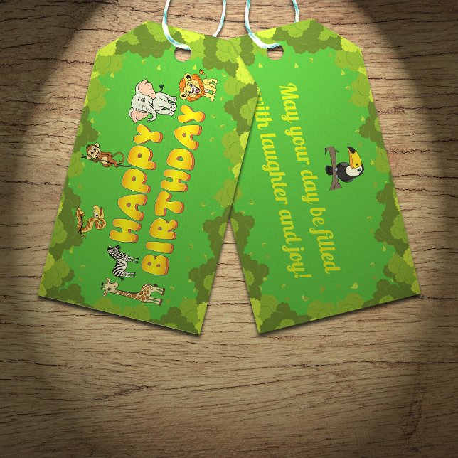 Etiqueta Para Presente Safari Tropical Jungle Animal Verde (Criador carregado)