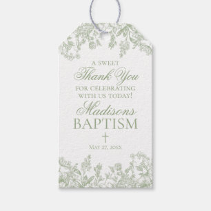 Etiqueta Para Presente Sage Chinoiserie Vintage Floral Baptism Favor