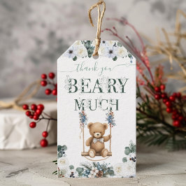 Etiqueta Para Presente Sage Floral Fraca Verde Neutral Obrigado