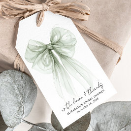 Etiqueta Para Presente Sage Green Bow Watercolor Bridal Shower Thank You
