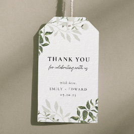 Etiqueta Para Presente Sage Green e White Floral Weding Obrigado
