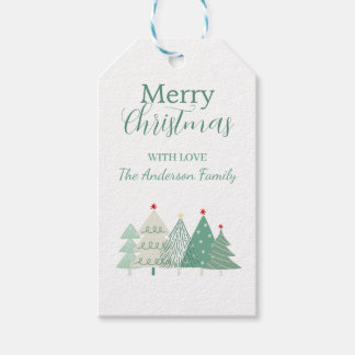 Etiqueta Para Presente Sage Green Festive Trees Holiday Gift Tag