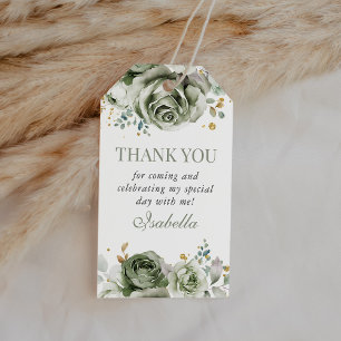Etiqueta Para Presente Sage Green Floral Quinceanera Obrigado A Favor