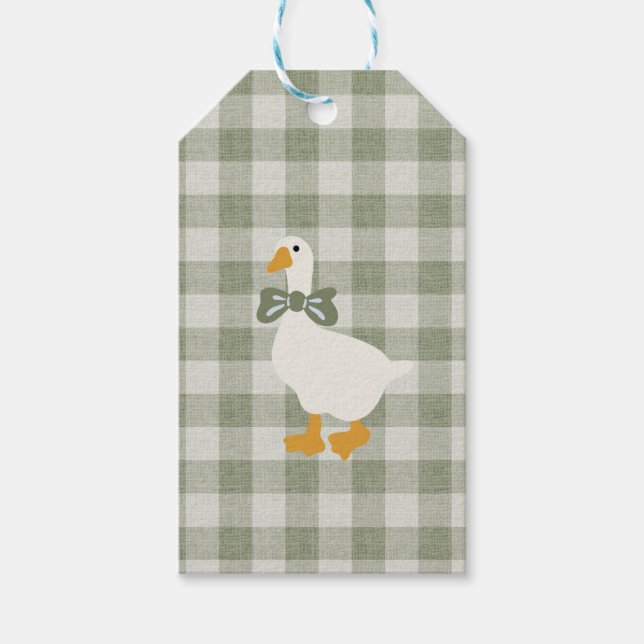 Etiqueta Para Presente Sage Green Gingham Goose Buffalo Check Baby (Frente)