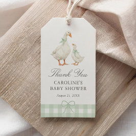 Etiqueta Para Presente Sage Green Gingham Silly Goose Baby Shower