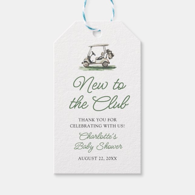 Etiqueta Para Presente Sage Green Golf New to the Club Baby Shower (Frente)