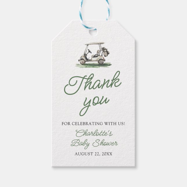 Etiqueta Para Presente Sage Green Golf New to the Club Baby Shower (Frente)