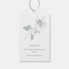 Etiqueta Para Presente Sage Green Line Art Rose Thank You Wedding