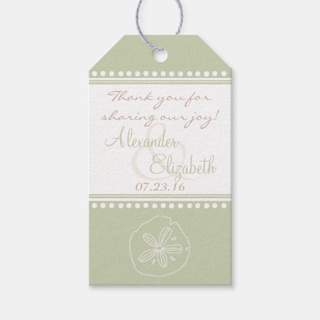 Etiqueta Para Presente Sage Green Sand Dollar Seaside (Frente)