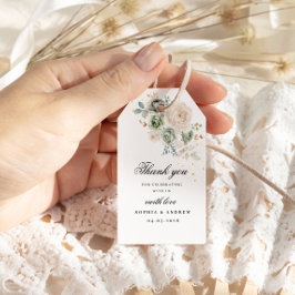 Etiqueta Para Presente Sage Green & White Flowers - Etiqueta de presente 