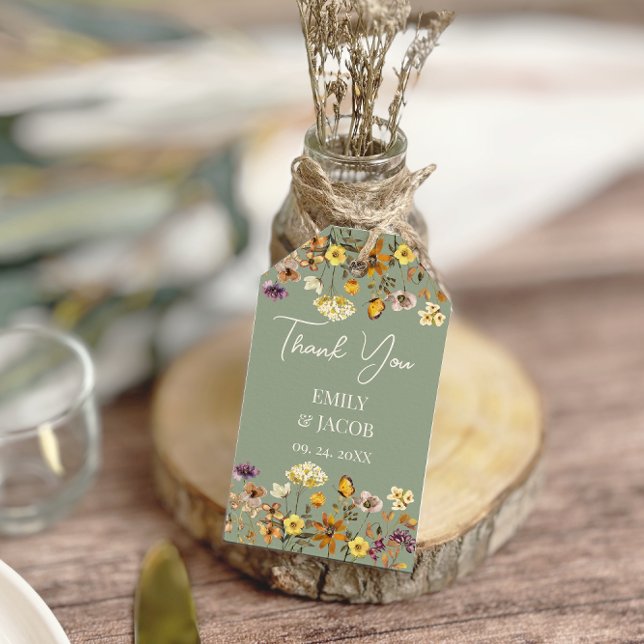 Etiqueta Para Presente Sage Green Wildflower Boho (Criador carregado)