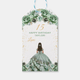 Etiqueta Para Presente Sage Verde Princesa Quinceañera Feliz Aniversário