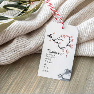 Etiqueta Para Presente Sakura Mountain Casamento Casual Obrigado