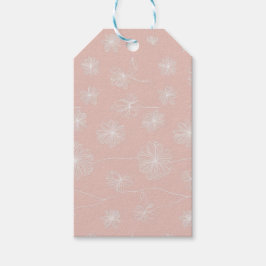 Etiqueta Para Presente Salmao rosa com um floral vintage branco delicado