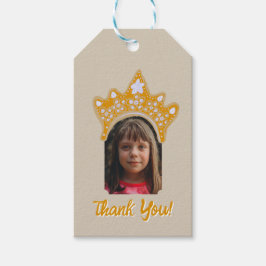 Etiqueta Para Presente Sandy Cream Princess Crown Floral Photo Birthday