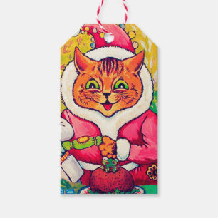 Etiqueta Para Presente Santa Claus Cat, Louis Wain
