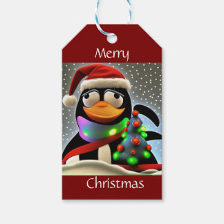 Etiqueta Para Presente Santa Claus Penguin