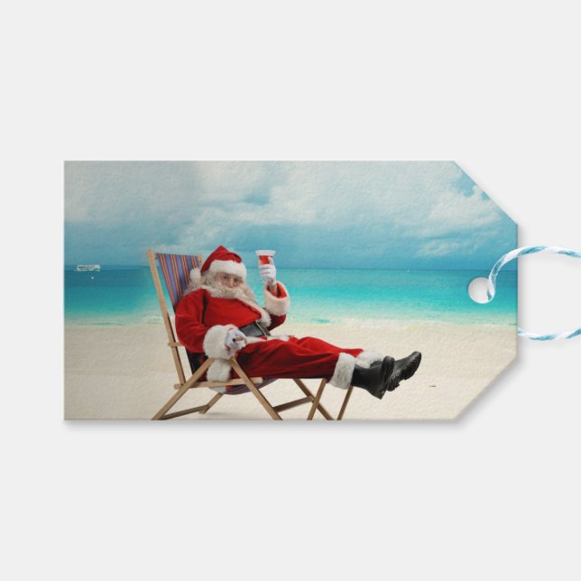 Etiqueta Para Presente Santa Claus Summer (Frente (horizontal))