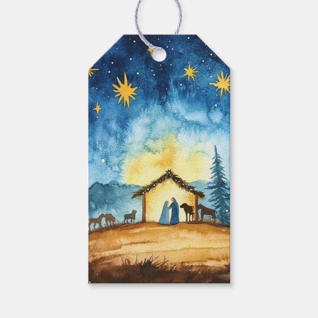 Etiqueta Para Presente Santa Família na Noite de Belém (Frente)