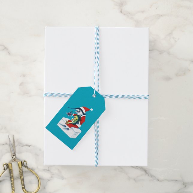 Etiqueta Para Presente Santa Marlin no azul-turquesa (Com cordão)
