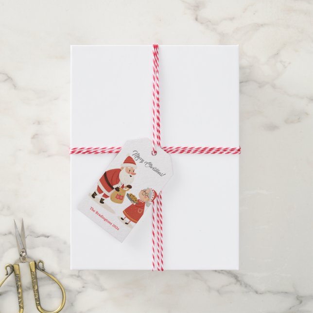 Etiqueta Para Presente Santa Mrs Claus Merry Christmas (Com cordão)