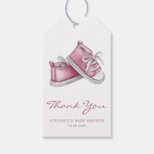 Etiqueta Para Presente Sapatos de Bebê Rosa Aquarela Obrigado Churrasco d