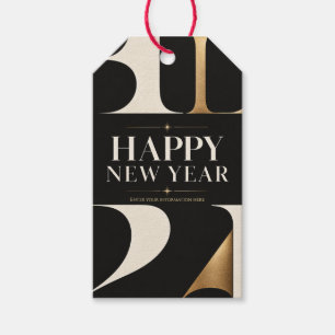 Etiqueta Para Presente Saudação de Ano Novo Feliz Elegante com estilo Mod