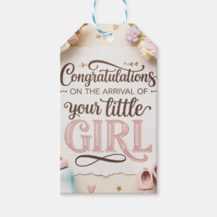 Etiqueta Para Presente Saudação Elegante para Nova Menina
