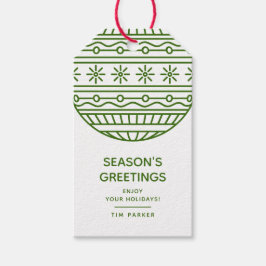Etiqueta Para Presente Saudações da Estação Verde com o Natal Bauble