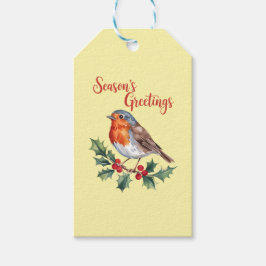 Etiqueta Para Presente Saudações da temporada de Robin alegre