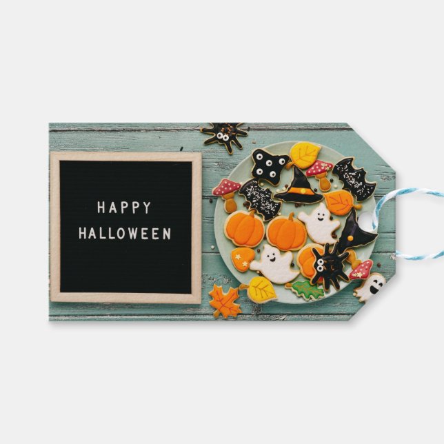 Etiqueta Para Presente Saudações de Halloween (Frente (horizontal))