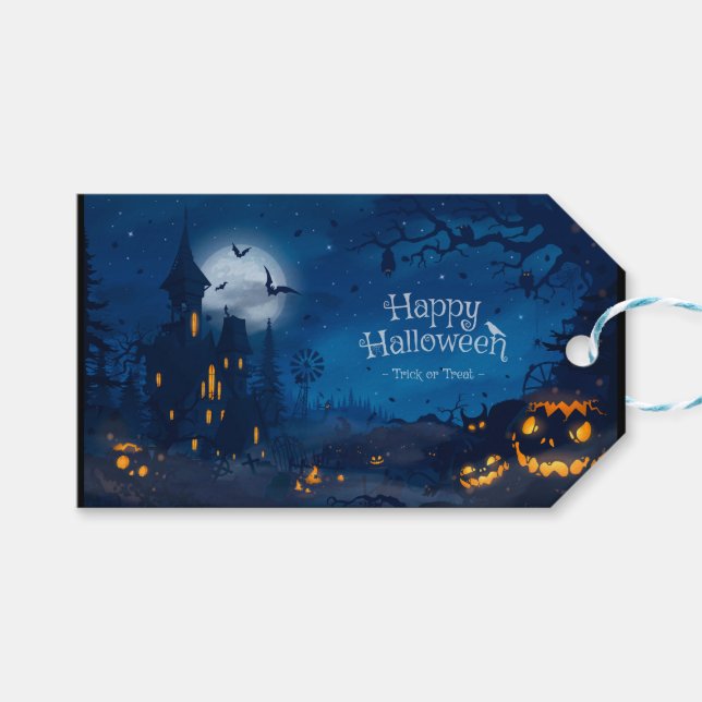 Etiqueta Para Presente Saudações de Halloween (Frente (horizontal))