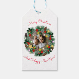 Etiqueta Para Presente Saudações de Natal e Ano Novo, foto em uma ferida