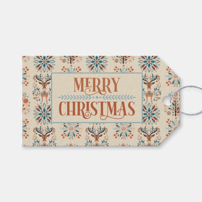 Etiqueta Para Presente Scandinavian Deer Holiday (Frente (horizontal))