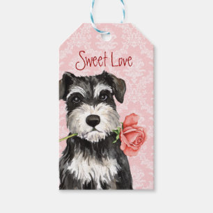 Etiqueta Para Presente Schnauzer do rosa dos namorados mini