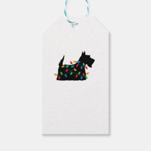 Etiqueta Para Presente Scottish Terrier Scottie Dog Christmas Lights Gift