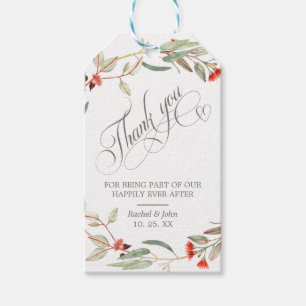 Etiqueta Para Presente Script De Na moda Caligráfico Obrigado Floral