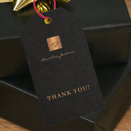 Etiqueta Para Presente Script de nome de monograma personalizado em ouro