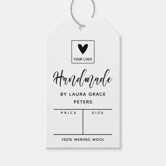 Etiqueta Para Presente Script de pincel feito à mão Seu preço de logotipo (Frente)