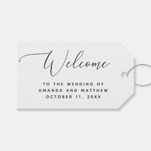 Etiqueta Para Presente Script Elegante. Boas-vindas ao Casamento Clássico